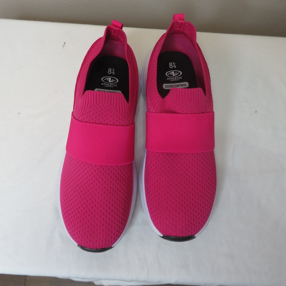 Athletic Works Womens Hot Pink Slip On Mesh Sneakers Odor Control 8.5